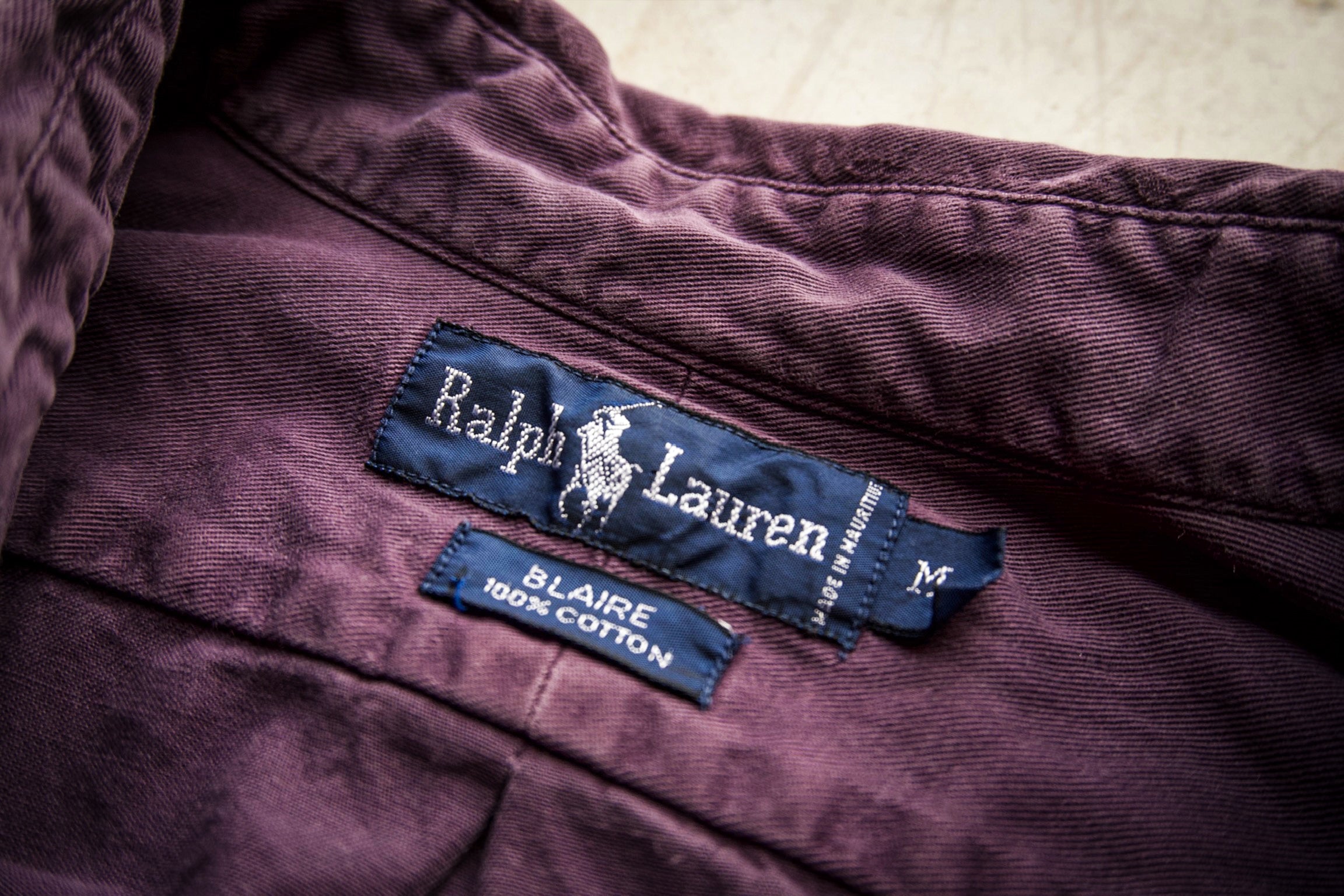 Vintage 90s Ralph Lauren Blaire Purple Twill Cotton Button Down Shirt Green Pony
