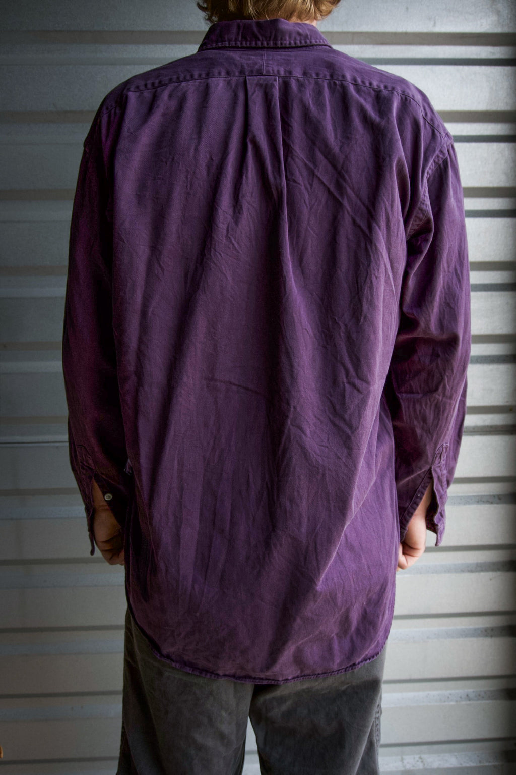 Vintage 90s Ralph Lauren Blaire Purple Twill Cotton Button Down Shirt Green Pony