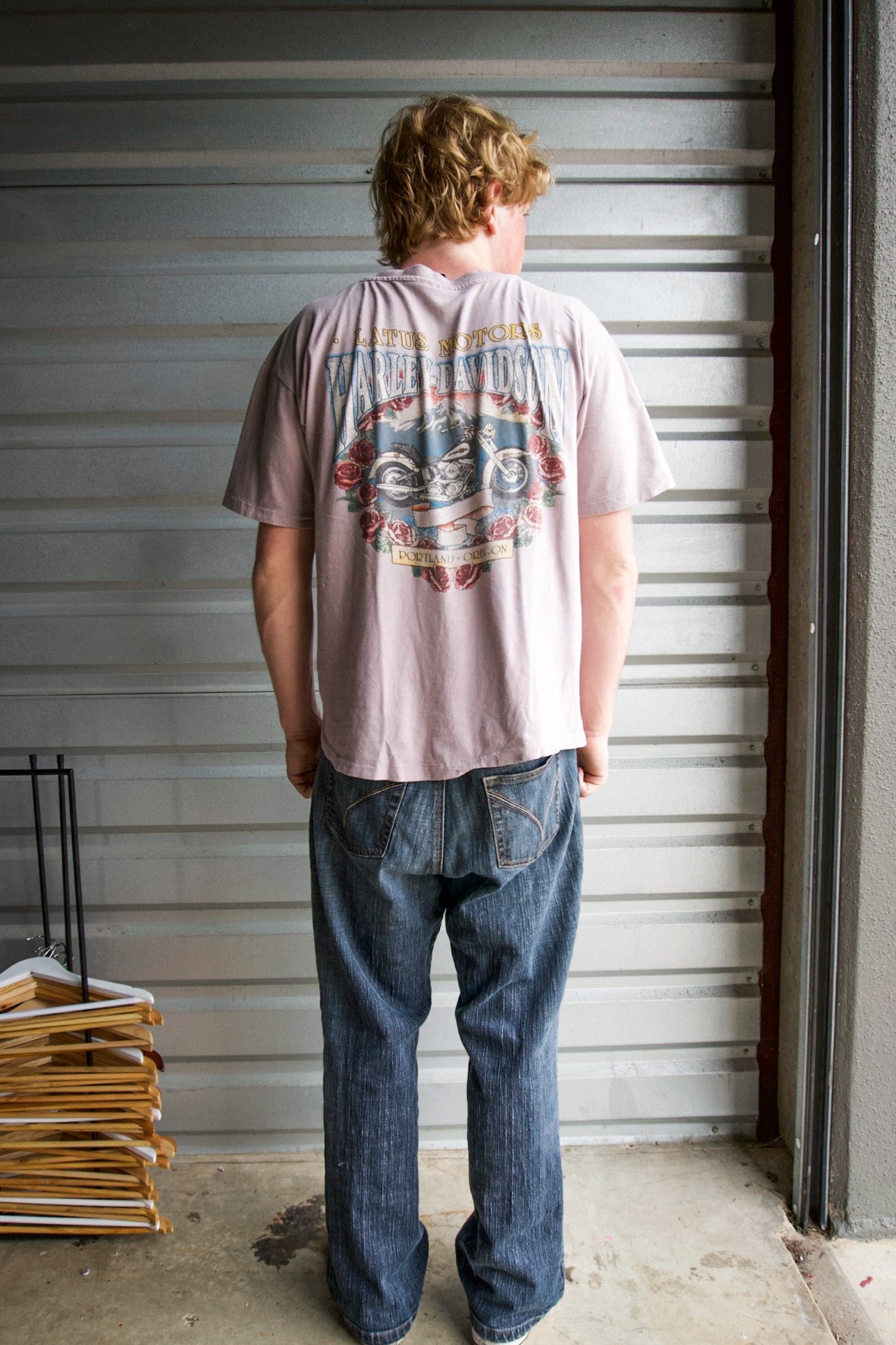 Vintage 90s Harley Davidson Latus Motors Portland Oregon Single Stitch Tee Shirt