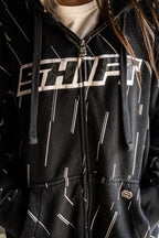 Y2K Shift MX Motorcross Black Full Zip Up Hoodie XL