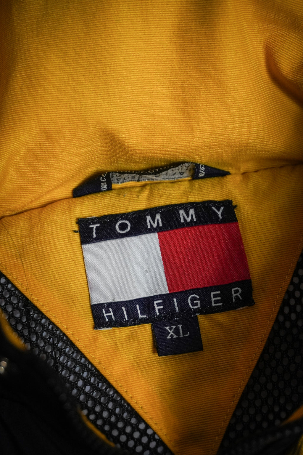 Vintage 90s Tommy Hilfiger Full Zip Navy Yellow Rain Jacket Size XL