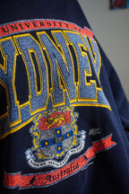 Vintage 1989 The University of Sydney Australia Navy Blue Graphic Crewneck Sweatshirt Size L