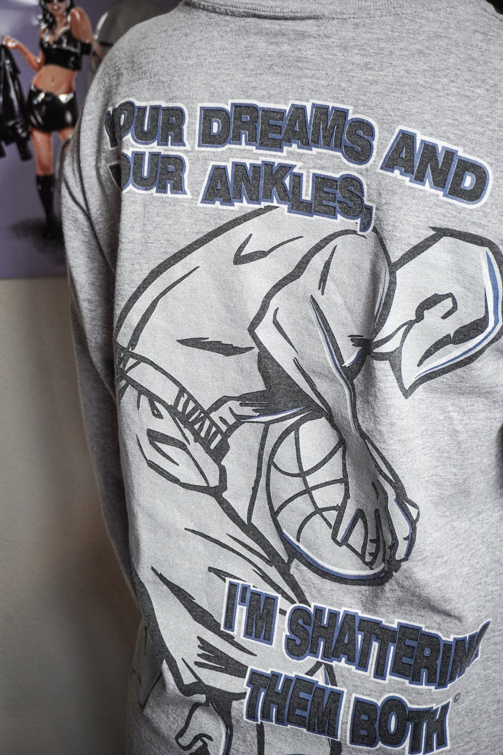 Vintage 2000s AND1 Trash Talk Tee Shirt Long Sleeve Grey Dreams and Ankles YXL