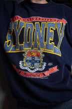 Vintage 1989 The University of Sydney Australia Navy Blue Graphic Crewneck Sweatshirt Size L