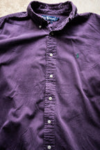 Vintage 90s Ralph Lauren Blaire Purple Twill Cotton Button Down Shirt Green Pony