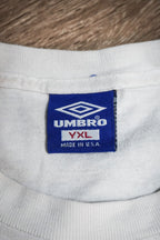 Vintage 90s Umbro Retro Sports Graphic Single Stitch White Tee Shirt Youth XL