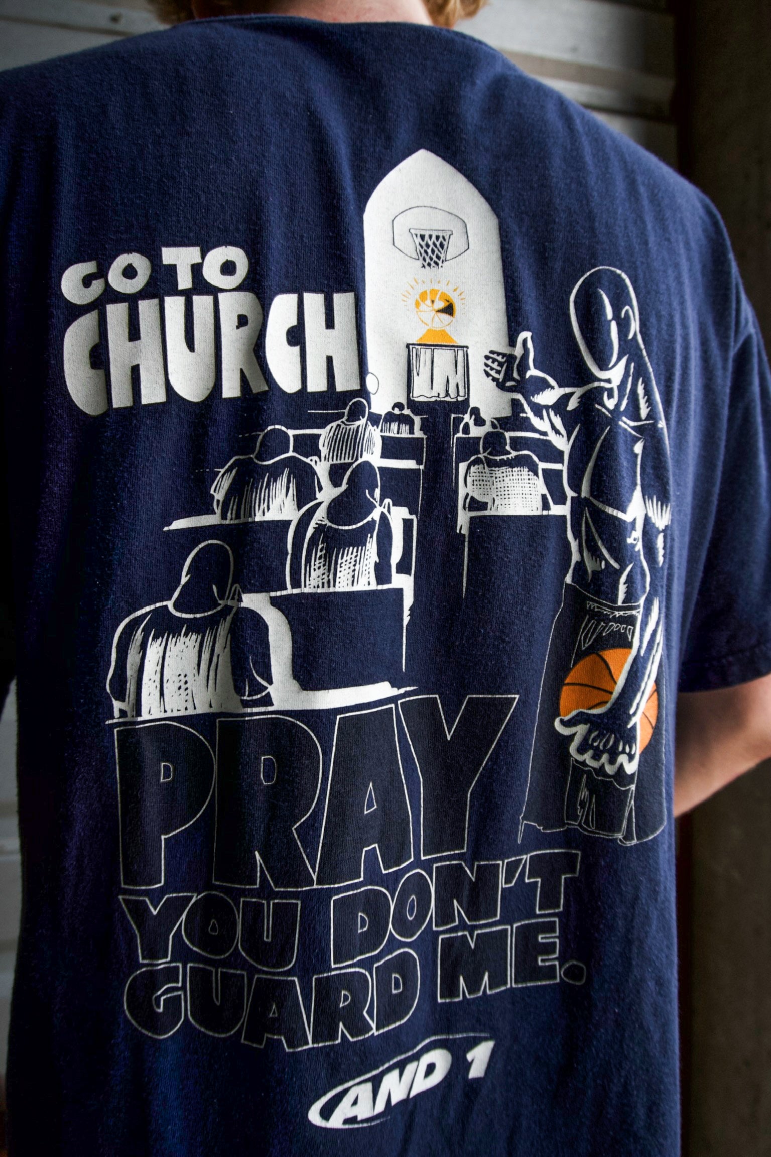 Vintage 90s AND1 Trash Talk Tee Shirt Go To Church Sz L
