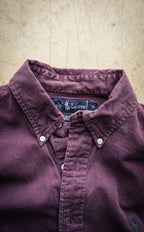 Vintage 90s Ralph Lauren Blaire Purple Twill Cotton Button Down Shirt Green Pony
