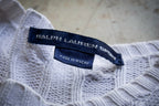 Vintage 90s Ralph Lauren Sport Womens Cable Knit White Cotton Sweater