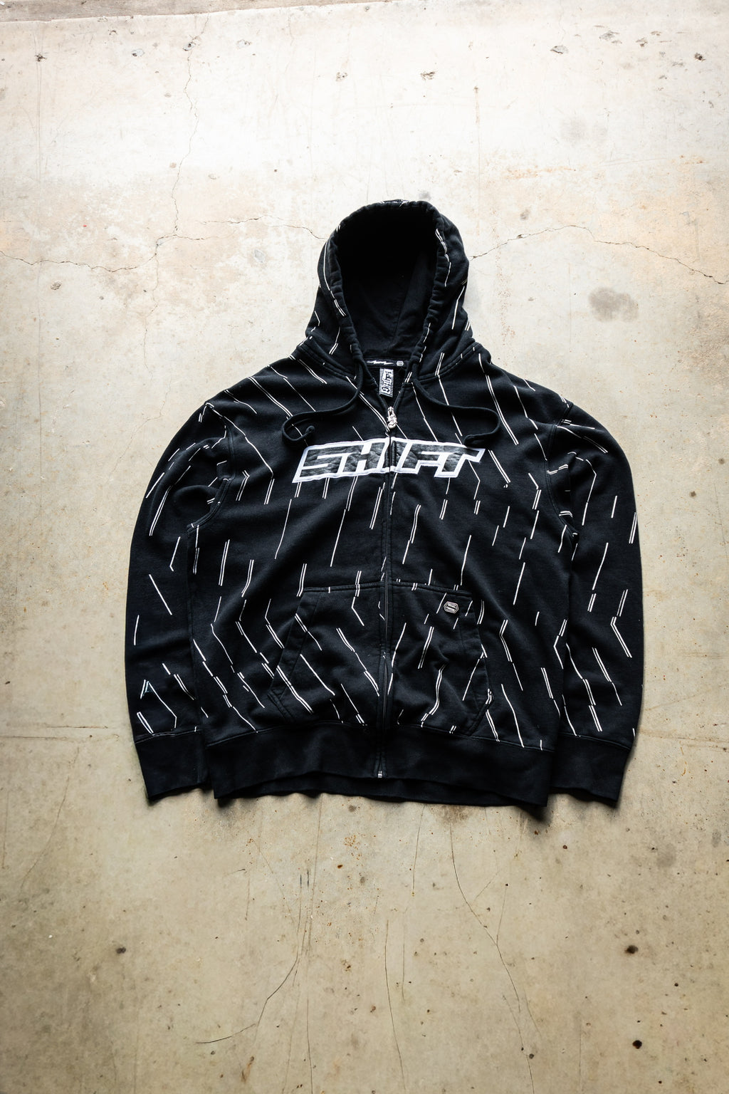 Y2K Shift MX Motorcross Black Full Zip Up Hoodie XL