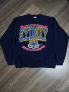 Vintage 1989 The University of Sydney Australia Navy Blue Graphic Crewneck Sweatshirt Size L