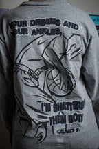 Vintage 2000s AND1 Trash Talk Tee Shirt Long Sleeve Grey Dreams and Ankles YXL