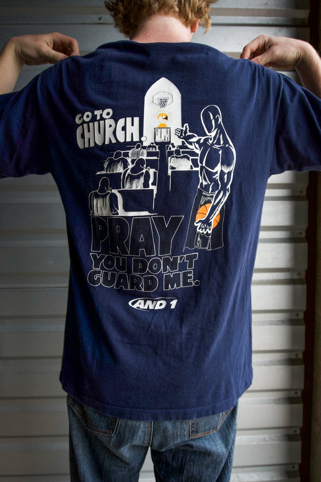 Vintage 90s AND1 Trash Talk Tee Shirt Go To Church Sz L
