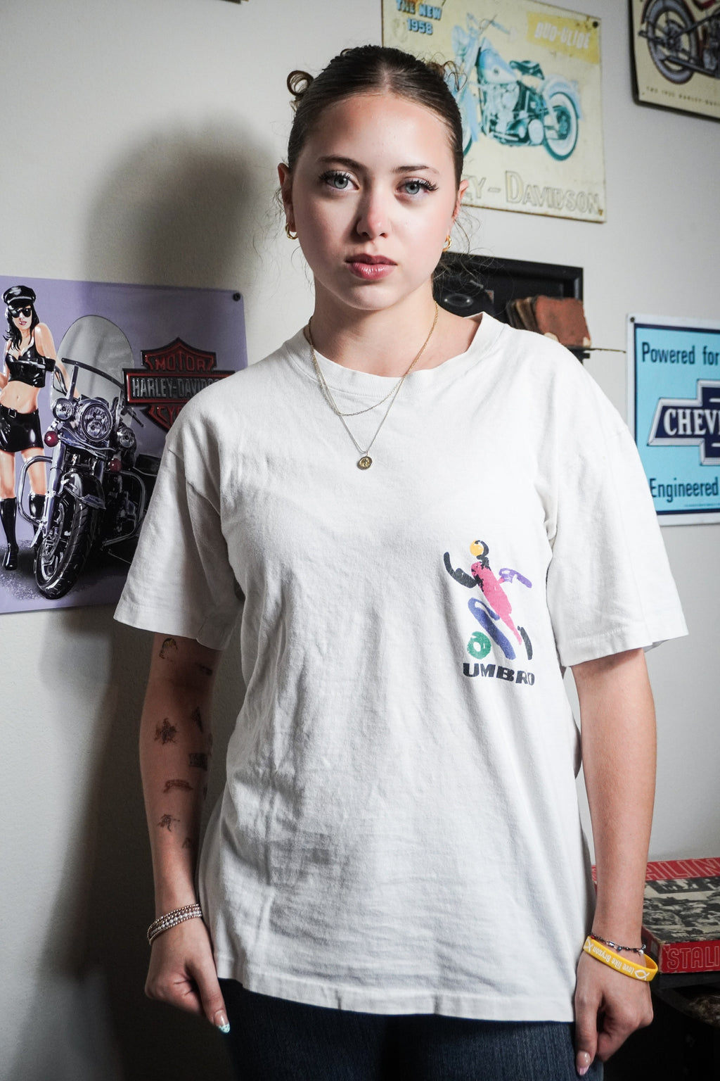 Vintage 90s Umbro Retro Sports Graphic Single Stitch White Tee Shirt Youth XL